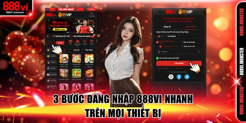 3 bước đăng nhập 888VI nhanh trên mọi thiết bị