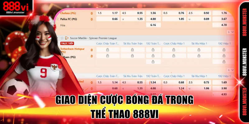 Giao diện cược bóng đá trong thể thao 888VI