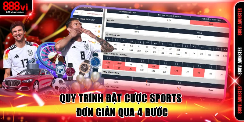 Quy trình đặt cược sports đơn giản qua 4 bước
